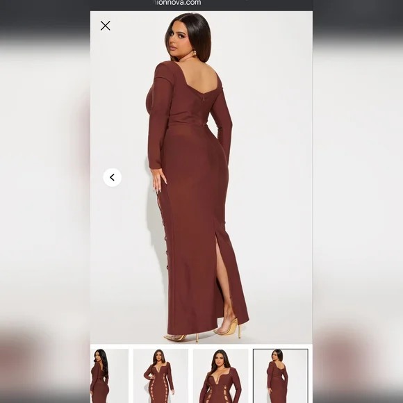 Fashion Nova Deep Brown Long Sleeve Dress - Picture 2 of 4